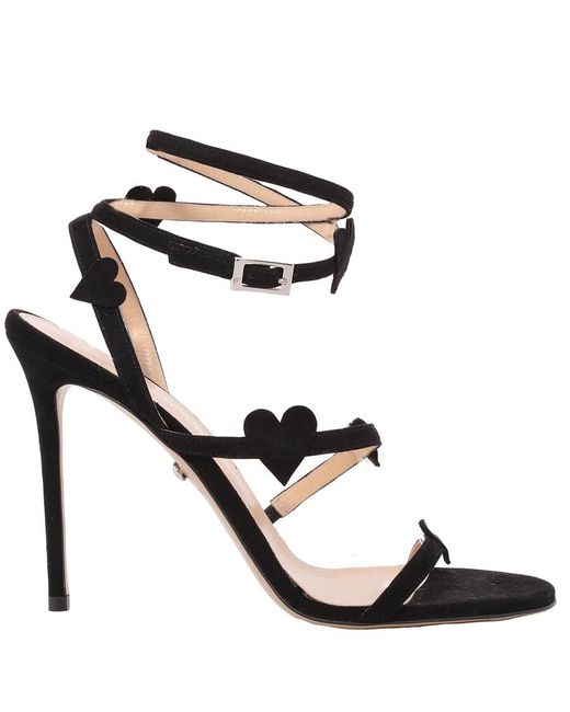 Mach & Mach Black Petit Coeur Suede Sandals