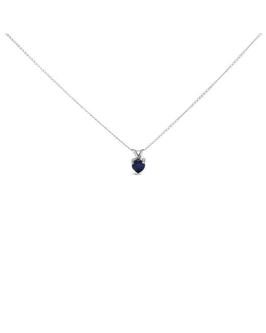 Haus of Brilliance Metallic 14K 5X5 Mm Heart Shaped Sapphire Solitaire Pendant Necklace