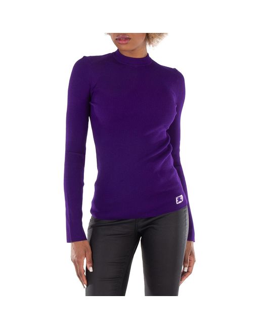 Burberry Purple Equestrian Knight Logo Wool Blend Sweater