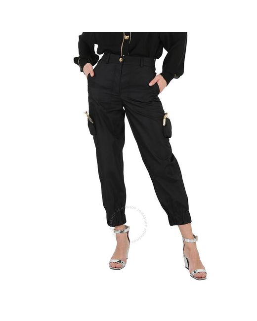 Moschino Black Coin Purse Pocket Cargo Trousers