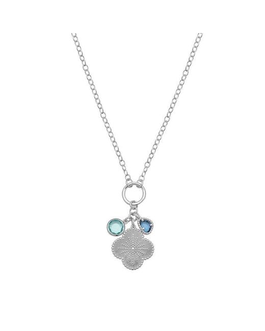 Tresorra Metallic Sterling Flower Cz Charm Necklace