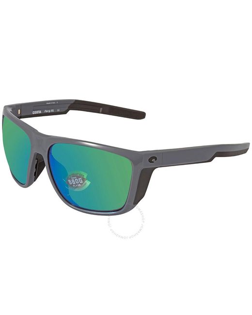 Costa Del Mar Blue Ferg Xl Green Mirror Polarized Glass Sunglasses 6s9012 901209 62 for men