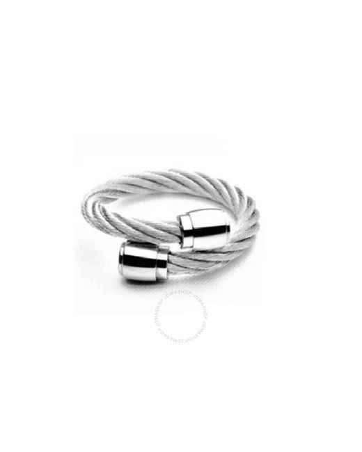 Charriol White Sceau Stainless Steel Cable Ring