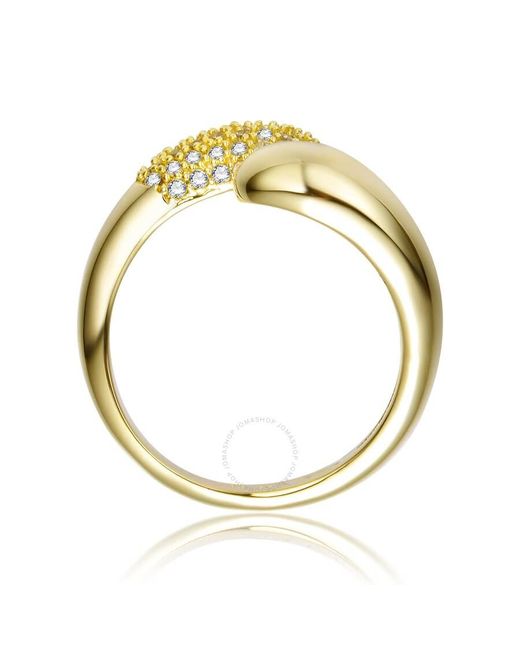 Rachel Glauber Metallic 14k Gold Plated With Cubic Zirconia Bypass Ring