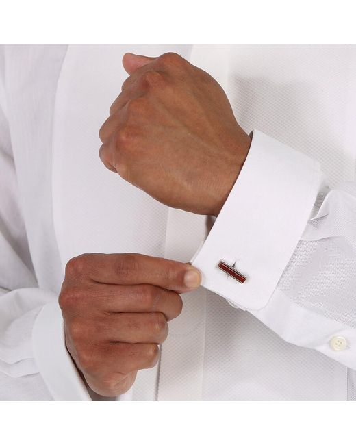 Montblanc White Deco Steel Cuff Links With Camelian Inlay 111318 for men