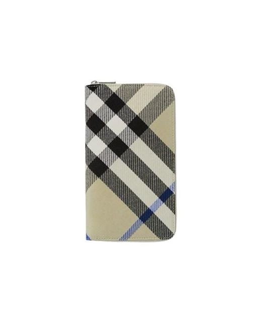Burberry Green Large Check Zip Wallet for men