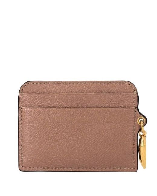 Chloé Brown Logo Embellished Leather Cardholder for men