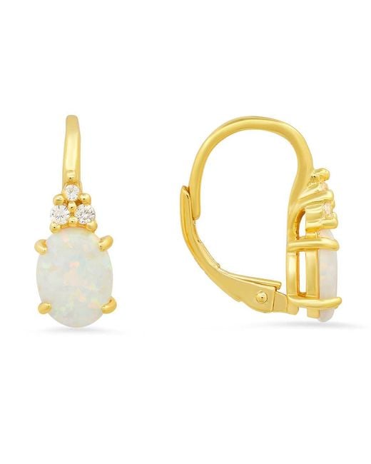 Kylie Harper Metallic 14K Over Opal & Cz Leverback Earrings