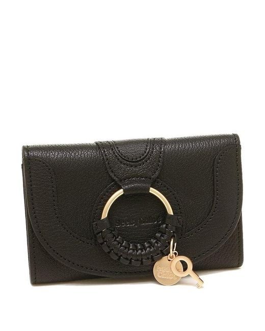 See By Chloé Black Hana Compact Leather Wallet