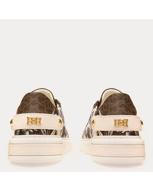 Bally Brown Malya B-Monogram Floral Low-Top Sneakers, Brand Size 39 Us
