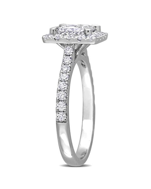 Created Forever Metallic 2 Ct Tw Princess & Round Lab Created Diamond With Tsavorite Accent Halo Engagement Ring