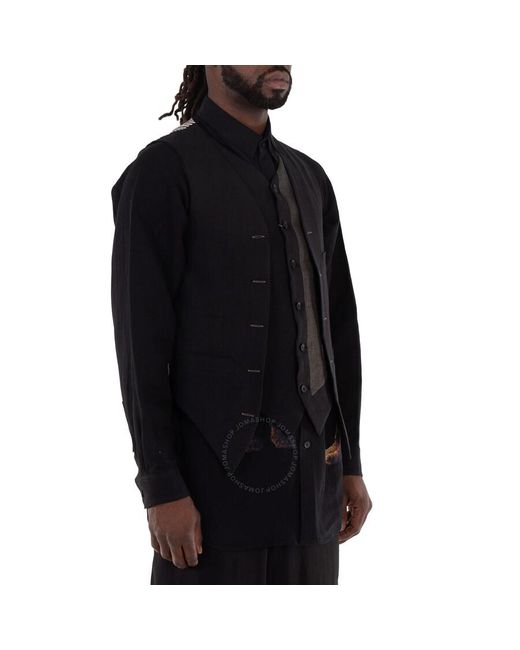 Yohji Yamamoto Black Pour Homme Double Switching Vest, Brand Size 2 for men