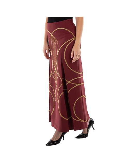 Burberry Red Ladies Burgundy Lucile Printed Maxi Skirt, Brand Size 6 (Us