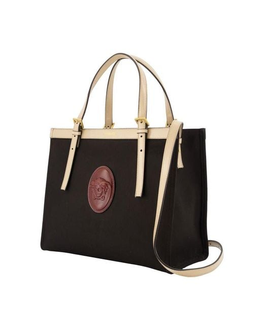 Versace Black Medusa Emblem Calfskin Tote Bag