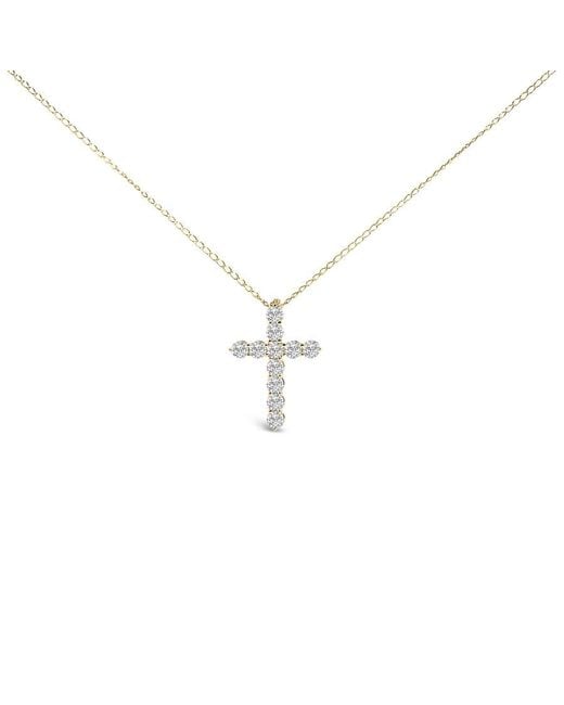 Haus of Brilliance Metallic 14K 1/2 Cttw Lab Grown Diamond 11 Stone Cross Pendant Necklace