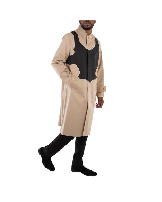 Burberry Multicolor Soft Fawn Cotton Gabardine Reconstructed Print Car Coat, Brand Size 52 (Us for men