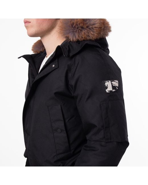 Burberry Black Faux Fur Trim Hooded Bomber Jacket for men