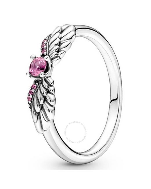 Pandora Metallic Angel Wings Sparkling Sterling Silver Ring, Size