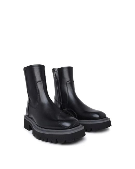 Ferragamo Black Demi Leather Ankle Boots for men