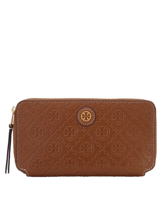 Tory Burch Brown T Monogram Leather Continental Wallet