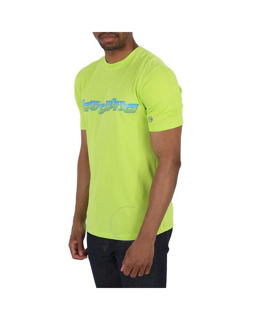 Moschino Green Logo Print Regular Cotton T-shirt for men