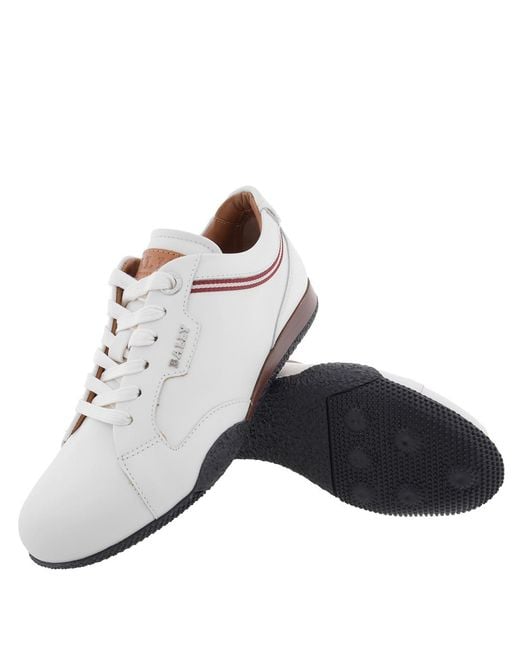 Bally White Fridia Leather Low-Top Sneakers