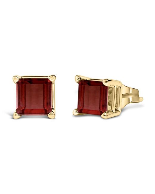 Haus of Brilliance Red 14K 5X5Mm Princess Cut Garnet Solitaire Stud Earrings