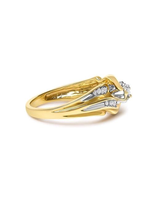 Haus of Brilliance White 14K 1/4 Cttw Round Diamond Wave Motif Bypass Ring