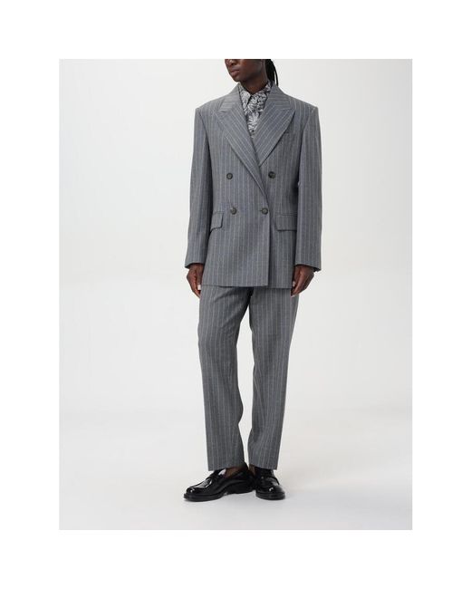 Brunello Cucinelli Gray Pinstripe Double Breasted Jacket for men