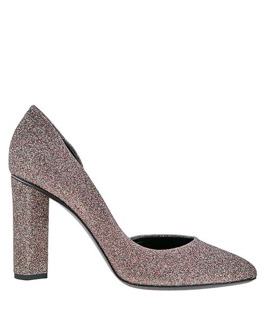 Pierre Hardy Gray Gena Glitter D'Orsay Chunky Heel Pumps, Brand Size 39 (Us