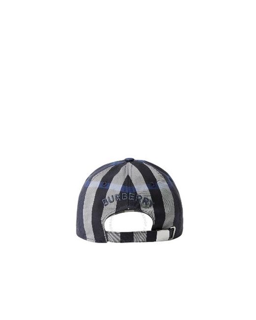 Burberry Blue Cotton Blean Check Baseball Cap for men