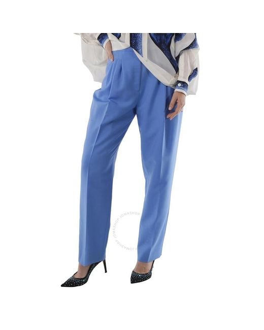 Burberry Blue Vivid Cobalt Mohair Wool Pleated Pants