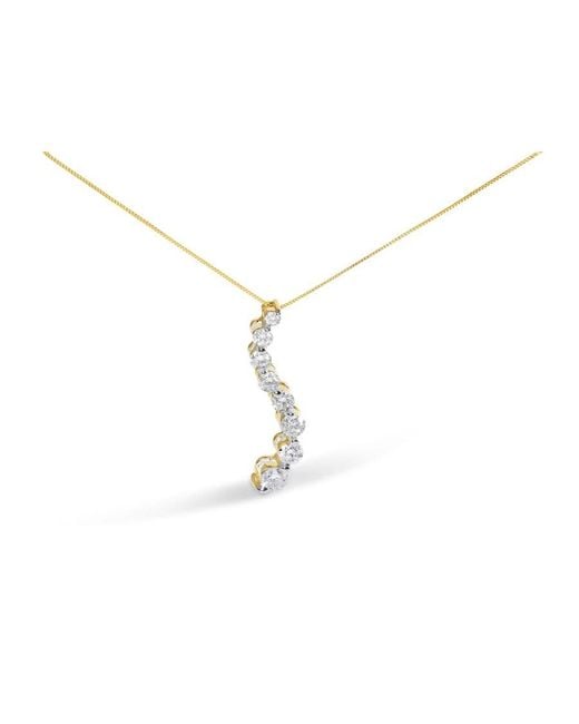Haus of Brilliance Metallic Ags Certified 14K 3.0 Cttw Baguette And Brilliant Round-Cut Diamond Journey 18" Pendant Necklace (G-H Color, I1-I2 Clarity)