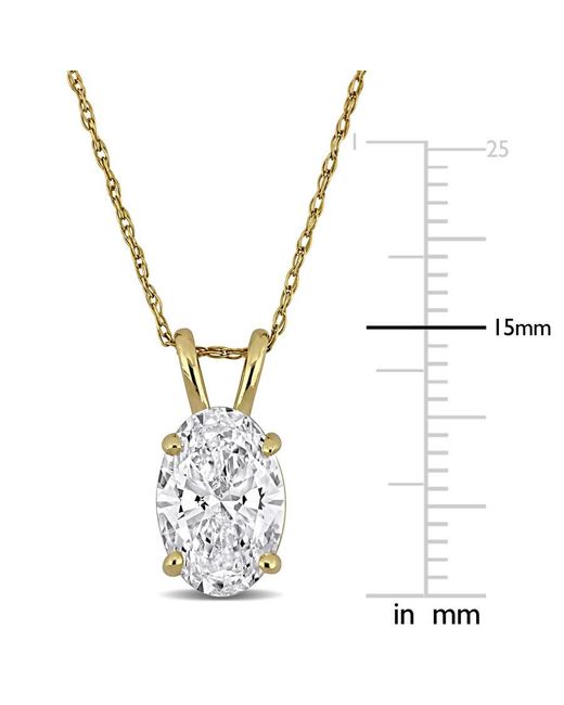 Created Forever Metallic 2Ct Tw Oval-Cut Lab Grown Diamond Solitaire Pendant With Chain for men