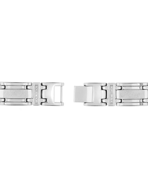 Robert Alton Metallic 1/4 Ctw Frozen Finish Stainless Steel Diamond Link Bracelet for men