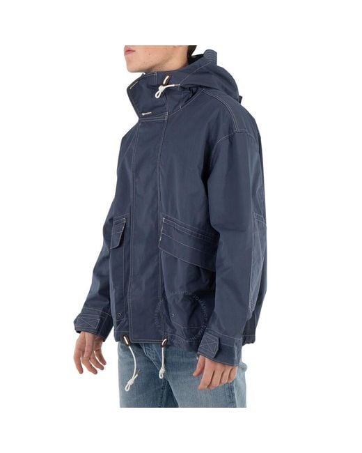 Polo Ralph Lauren Blue Contrast-Stitch Twill Hooded Jacket for men