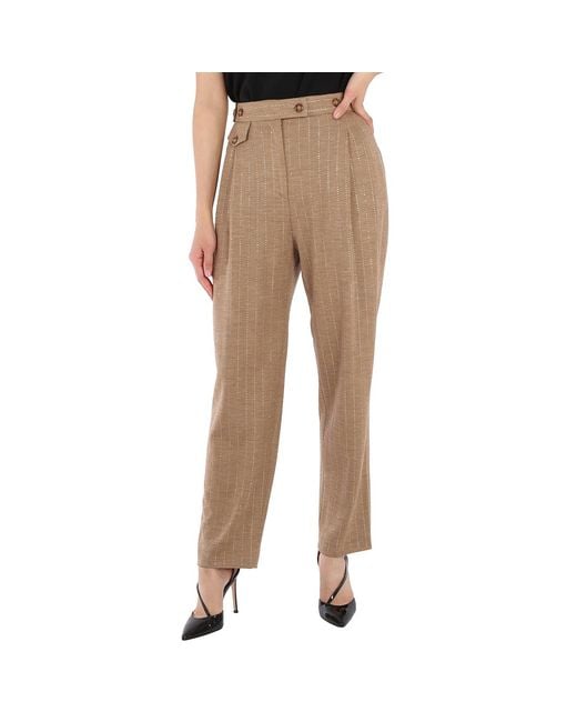 Burberry Natural Ladies Pecan Melange Tailored Trousers, Brand Size 6 (Us