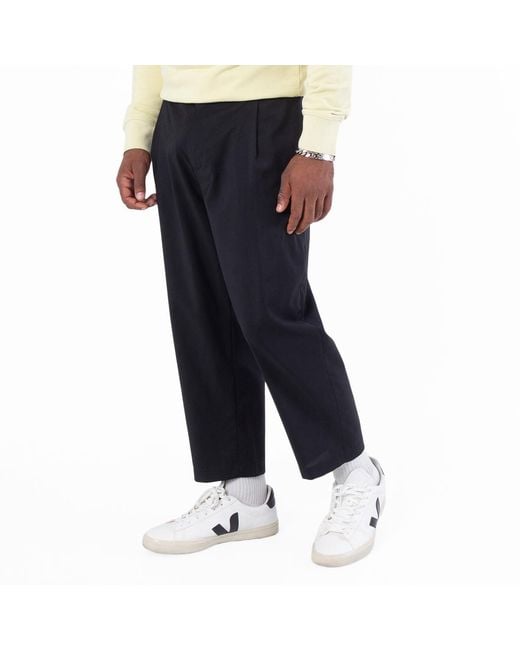 Maison Kitsuné Blue Tapered Pleated Wool Trousers, Brand Size 44 (Large) for men