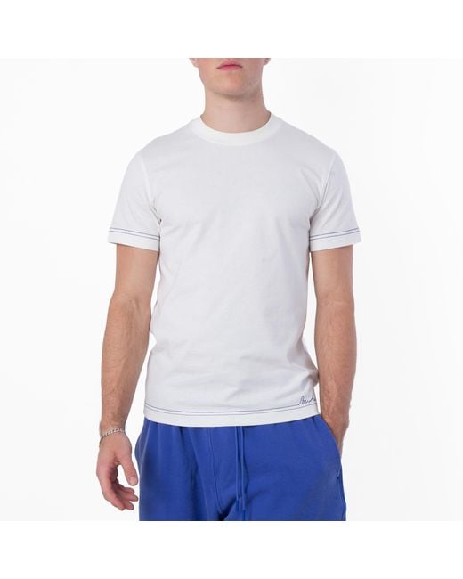 Burberry White Logo-Embroidered Cotton Crewneck T-Shirt for men