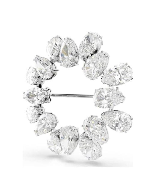 Swarovski White Matrix Pear-Cut Rhodium Plated Brooch
