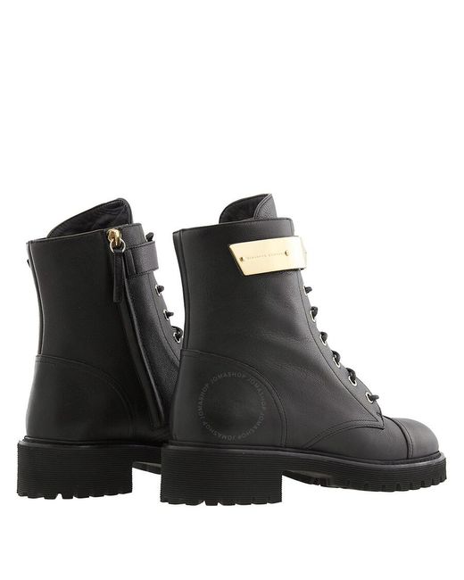 Giuseppe Zanotti Black Leather Combat Boots