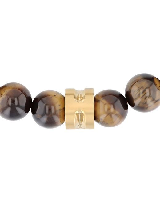 Robert Alton Metallic Stainless Steel Tiger Eye Bead Bolo Bracelet for men
