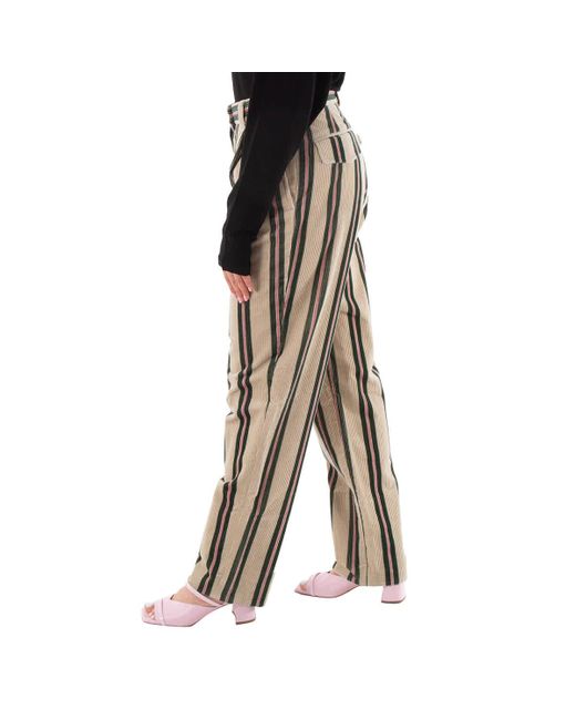 Burberry Natural Roll-up Cuff Striped Corduroy Trousers