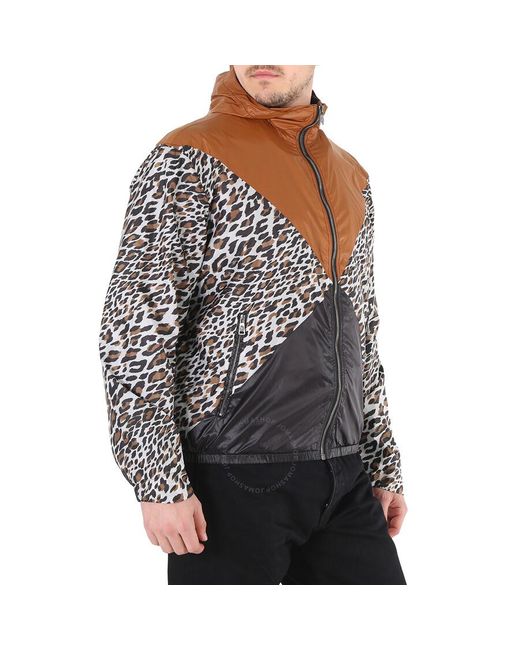 Roberto Cavalli Brown Leopard Print Windbreaker Track Jacket for men