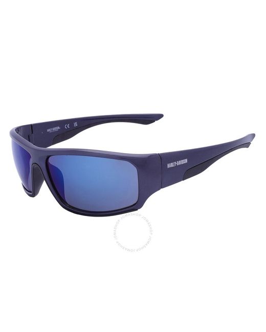 Harley Davidson Blue Mirror Square Sunglasses Hd0670s 92x 64 for men