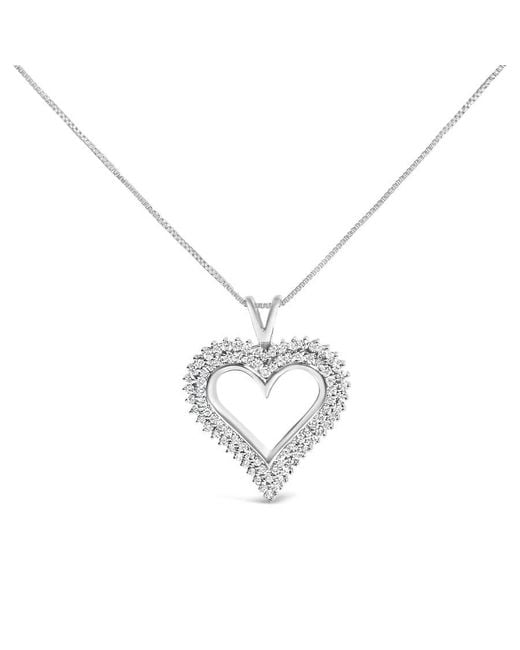 Haus of Brilliance Metallic 925 Sterling 1.00 Cttw Lab-Grown Diamond Open Heart Pendant Necklace- 18" Inches