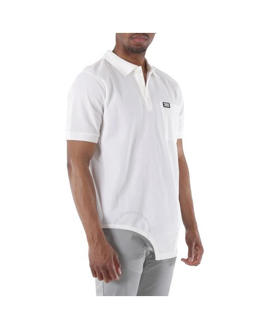 Burberry White Optic Cut-out Hem Reconstructed Cotton Polo Shirt for men