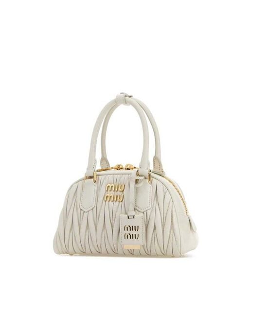 Miu Miu White Arcadie Top Handle Bag