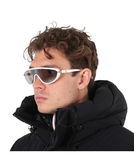 Moncler Gray Vitesse Smoke Flash Silver Shield Sunglasses Ml0239 21c 00