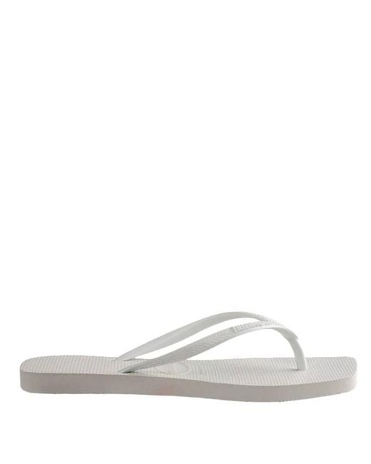 Havaianas White Slim Square-Shape Rubber Flip Flops, Brand Size 37/38 (Us